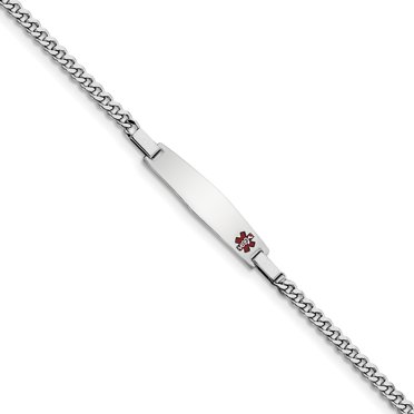 Sterling Silver Rhod-plated Children's Medical ID Bracelet w/Curb Link 6 Inch "Bracelets
