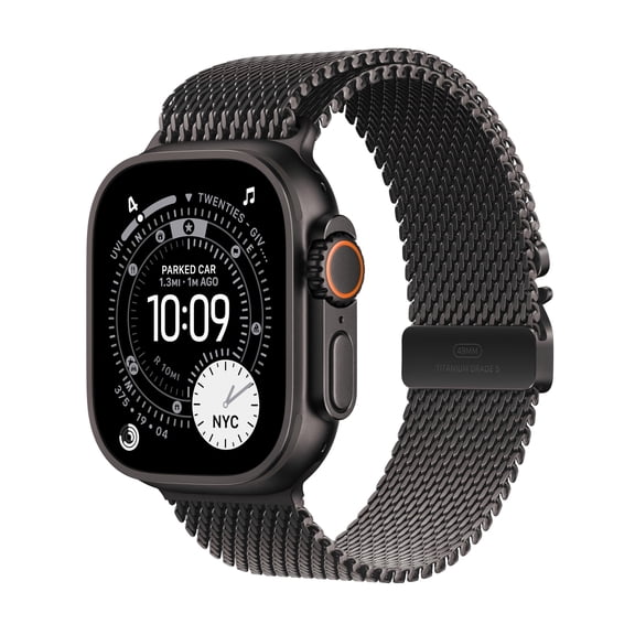 Pre-Owned Apple Watch Ultra 3 GPS + Cellular 49mm Rugged Titanium Smartwatch with Black Titanium Milanese Loop Large (Like New)