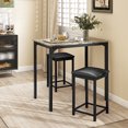 thumbnail image 4 of Gymax 3 PCS Counter Height Dining Set Faux Marble Table and 2 Chairs Kitchen Bar New Brown, 4 of 8