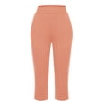 thumbnail image 4 of Bocqde Pantalon Capri pour Femmes Grande Taille Uni à Taille Élastique avec Poches, Pantalon Court d'Été Mode Décontractée Extensible, Capris pour Dames, 4 of 6