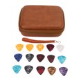 thumbnail image 3 of Guitar Pick Bag Set, Guitar Picks Holder Large Space Easy To Carry Shock Proof Scratch Resistant  For Storage Brown With Strap, 3 of 8