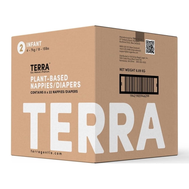 Terra 8-Pack Couches naturelles à base de plantes écologiques - 176 les couches, 22 nombre par boîte (taille 2, Enfants)