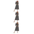thumbnail image 3 of yingyy 1/2/3 Polyester Robe de Nuit pour Femmes Décontractée de Remplacement Col Rond Manches Longues Double Poche Respirante Peignoir de Maison Vêtement de Nuit Noir P 3 Pcs, 3 of 6