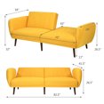 thumbnail image 2 of Gymax Modern Sofa Bed Convertible Futon Sofa w/ 3-Level Adjustable Angle Function Yellow, 2 of 8