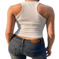 thumbnail image 3 of Women Y2k Close-fitting Camisole Printed Pattern Round Collar Sleeveless Crop Tops Brown S, 3 of 5