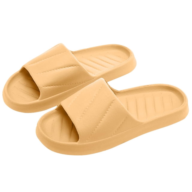 Mens and Womens Home Slippers Simplicity Solid Color Quick Drying Soft Sole Comfortable Non-Slip Indoor and Outdoor EVA Slippers Yellow-05