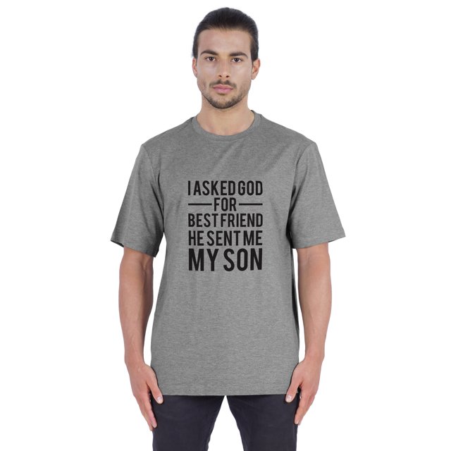 Inkmeso T-shirt à Col Rond pour Homme, Graphique Imprimé « J'ai Demandé à Dieu Mon Meilleur Ami, Il m'A Envoyé Mon Fils », Tee pour Père Fils Amour
