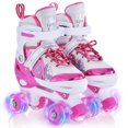 thumbnail image 1 of TOMSHOO TOMSHOO Patins à Roulettes à DEL Réglables pour Enfants - Roues Phosphorescentes, 4 Tailles, Rose et Blanc, Parfaits pour Garçons et Filles, 1 of 6