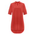 thumbnail image 3 of CHUANK Liquidation Robes d'Été pour Femmes Mode Femmes Grande Taille Uni Coton Lin Col Rabattu Robe-Chemise Ample, 3 of 5
