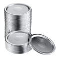 thumbnail image 1 of 50 Pcs Couvercles de Mise en Conserve pour Pots Mason à Grand Ouverture 86 mm, Couvercles Argentés Réutilisables Étanches de Type Fendu avec Anneaux d'Étanchéité en Silicone, 1 of 7