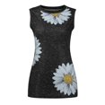 thumbnail image 3 of Qertyioot Hauts pour Femmes Hauts d'Été Col Rond Imprimé Marguerite Débardeur Sans Manches T-Shirts Blouse Graphique, 3 of 9