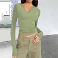 thumbnail image 1 of Qertyioot Mode Femmes Col Coloré Manches Longues Tricot T-Shirt Blouse Slim Tops, 1 of 5