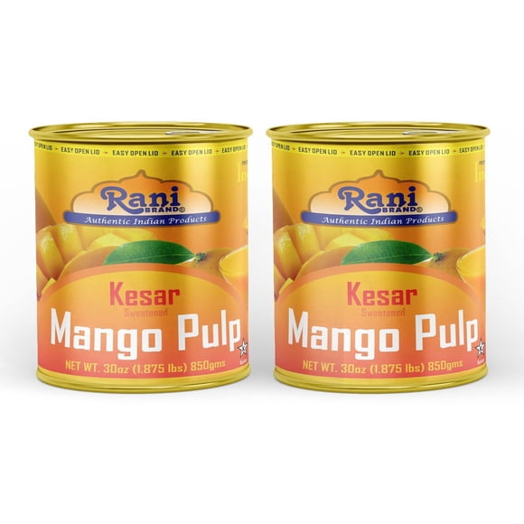 Rani Mango Pulp Puree (Makes Mango Lassi Shakes) Kesar Sweetened 30oz (1.875lbs) 850g Pack of 2 ~ Kosher | All Natural | NON-GMO | Vegan | No colors | Gluten Friendly | Indian Origin