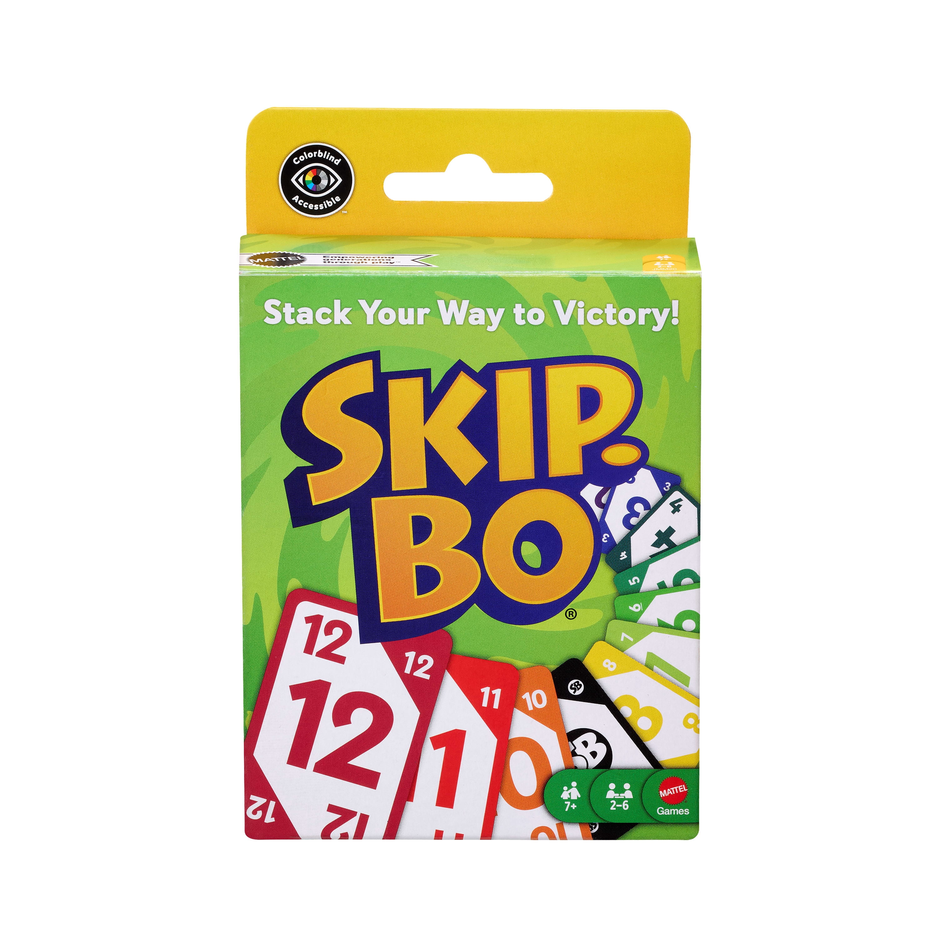 Skip-Bo Card Game for Kids, Adults & Families, Color Blind Accessible Deck for 2 to 6 Players