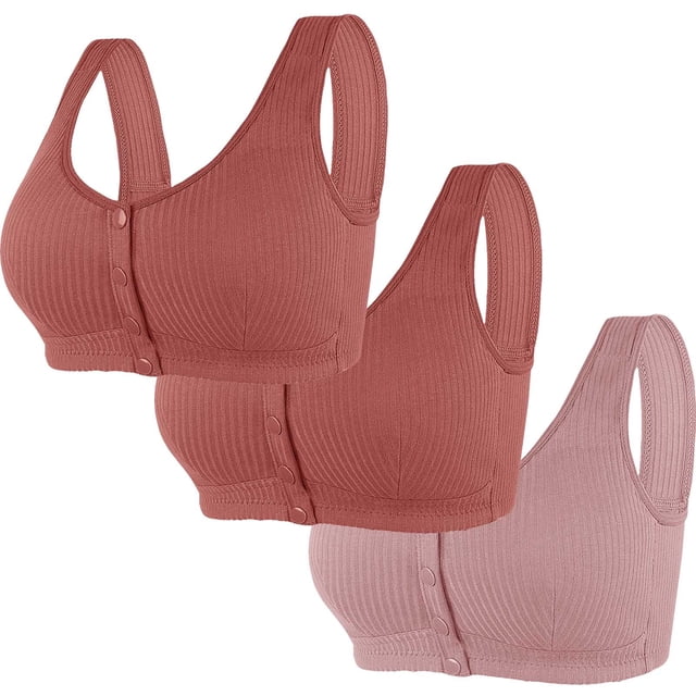 Wancir Bras for Women 2025 New Women's Solid Color without Steel Rims Front Opening Buckle Gathered Large Bra