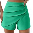 thumbnail image 1 of Timegard Shorts for Women High Waist Ruched Button Comfy Solid Color Casual Shorts Summer Fashion, 1 of 4