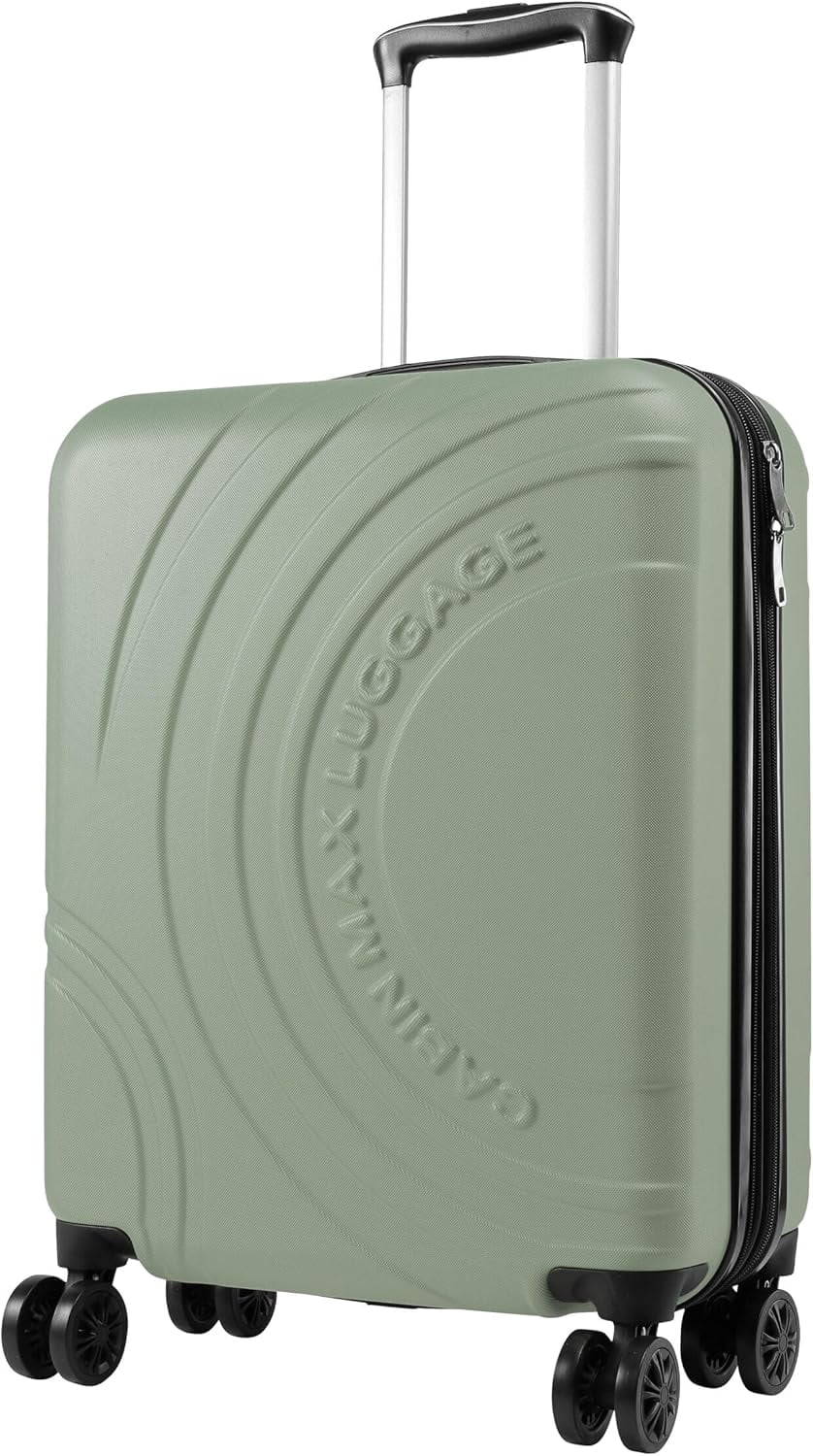 Cabin Max Velocity 55x40x20cm (22x16x8") Expandable Suitcase 4 Wheel Luggage Cabin Bags Suitable for Ryanair, Easyjet, Jet 2 Carry On (Bodo Green)