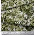 thumbnail image 3 of Soimoi Tissu Satin Modal Vert Rayé & Floral Décor Imprimé BTY 42 Pouces de Large, 3 of 3