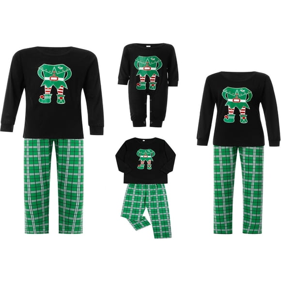 Christmas Family Matching Pajamas T-shirt Romper Pants 2PCS Christmas PJs Adult Kids Nightwear Lounge Wear