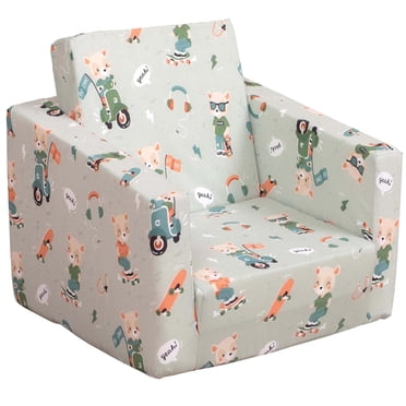 Delsit Canapé pour Tout-Petits - Fauteuil en Mousse 2 en 1 Convertible en Chaise Longue, Fauteuil Lounge Dépliable Confortable, Sofa pour Enfants, Fabriqué en Europe