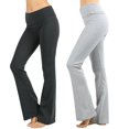 thumbnail image 1 of CHUANK Womens & Plus Stretch Cotton Fold-Over High Waist Bootcut Workout Flared Yoga Pants, 1 of 4