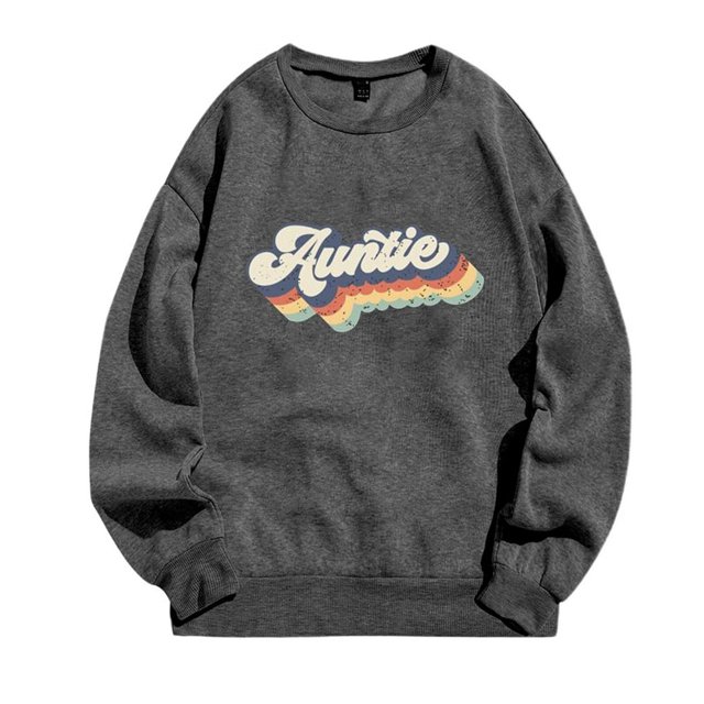 MesaSe T-Shirts Graphiques Décontractés à Manches Longues pour Femmes, Col Rond, Chandails en Molleton, Chandail-Over, Hauts pour Femmes