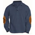 thumbnail image 2 of RXIRUCGD Blouse à Col Rabattu à Manches Longues pour Homme, Décontractée, Mode, Plein Air, Sport, Couleur Unie, Bleu Marine, Taille : S, 2 of 7