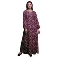 thumbnail image 1 of Bimba Robe Maxi en Georgette Mousse à Imprimé Floral Roses et Renoncules pour Femmes à Manches Longues, Taille Élastique - Grande, 1 of 1