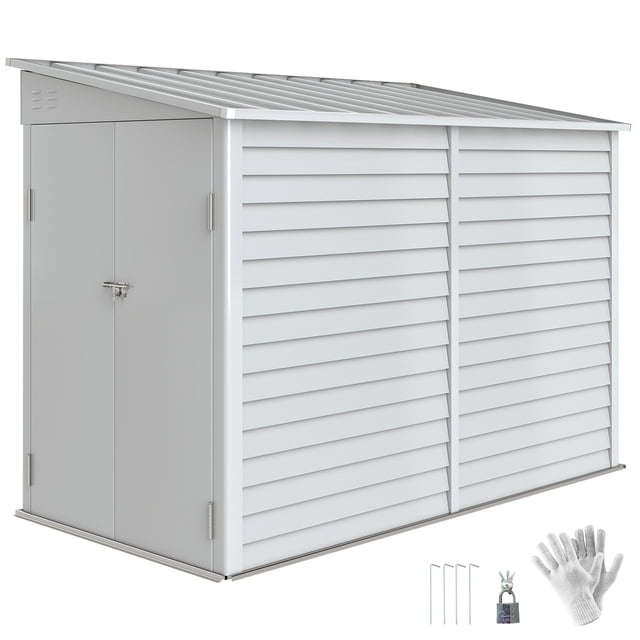 Outsunny 4.6' x 9' Metal Outdoor Storage Shed with Lockable Doors White