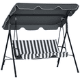 thumbnail image 1 of Outsunny 3-Seat Patio Swing Chair with Adjustable Canopy Grey and White, 1 of 10
