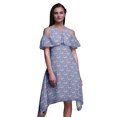 thumbnail image 1 of Bimba Robe Droite à Volants Imprimée Florale Bleue pour Femmes Épaules Dénudées - TP, 1 of 6