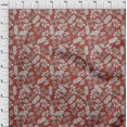 thumbnail image 4 of oneOone Viscose Chiffon Dark Peach Fabric Tropical Line Drawing Leaf Craft Projects Decor Fabric Printed By The Yard 42 Inch Wide, 4 of 5