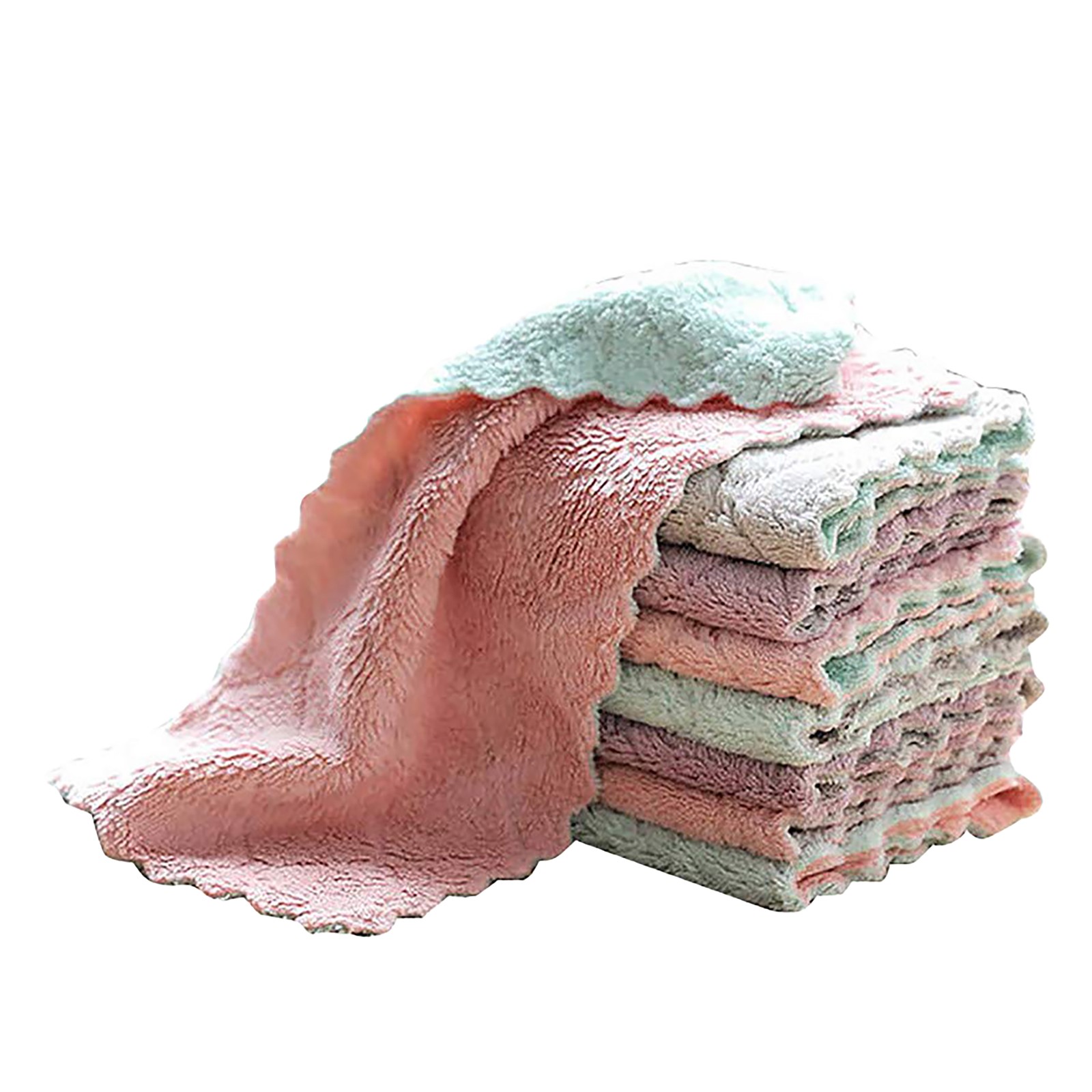 MVRLSH 50% Off Clear! Cleaning Cloth 10PCS Absorbent Clean Cloth Wiping Rag Dish Towel Home Kitchen Wipe Corals