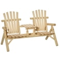 thumbnail image 1 of Outsunny Wooden Outdoor Double Bench Set with Center Table, Natural - Set of 1, 1 of 10