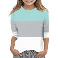 thumbnail image 1 of Splozh T-Shirts à Manches Longues pour Filles, T-Shirt Décontracté à Col Rond à Manches Trois Quarts pour Fille, Haut Basique Régulier à Manches 3/4, Gris Pâle, 10-11 Ans, 1 of 5