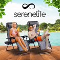 thumbnail image 2 of Serene Life Zero Gravity Lounge Chair, Adjustable Steel Mesh Recliners, with Removable Pillows and Cup Holder Trays, Side Tables, Set of 2, Gray (SLZGHGRY87), 2 of 8