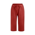 thumbnail image 4 of Timegard Plus Size Cotton Linen Drawstring Capri Pants for Women, 4X-Large, 4 of 6