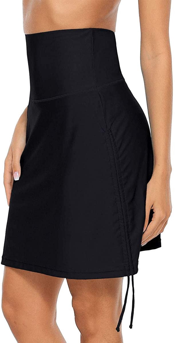 Charmo Womens Swimdress Drawstring Ruched Swim Skirt Adjustable Tie Side Swimsuit Bottom for Lady