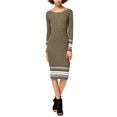 thumbnail image 2 of Bar III Robe Chandail Midi en Tricot Côtelé pour Femmes, Vert, Petit, 2 of 3
