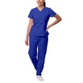 thumbnail image 1 of Sivvan Women's Scrub Set - Multi Pocket Cargo Pants & Stylish Mock Wrap Top (Available in 15 Colors), 1 of 6