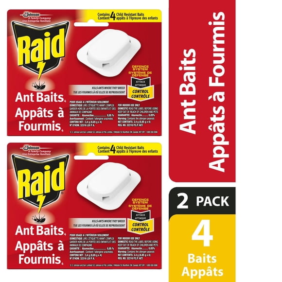 Raid Ant Killer Baits and Trap 2 Pack, Kills the Queen and Colony, For Household Use, Child Resistant