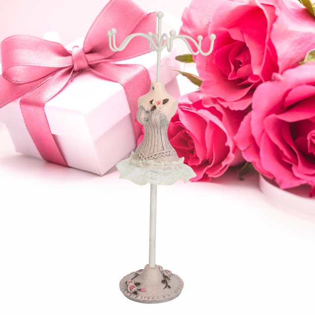 Mannequin Dress Jewelry Display Stand Model Dress Earring Necklace Ring Jewelry Holder Mannequin Stand Hanging Jewelry Tower Rack Jewelry Doll Holder for Necklace Earring Ring