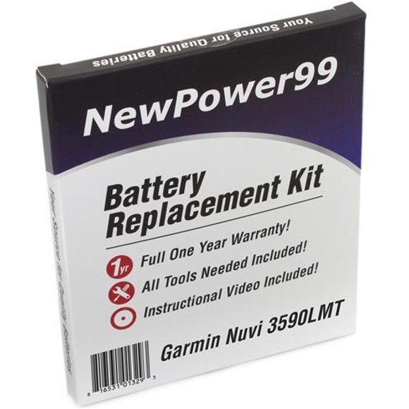Garmin Nuvi 3590LMT Battery Replacement Kit with Tools, Video Instructions, Extended Life Battery and Full One Year Warranty