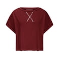 thumbnail image 3 of Amzcrzy Hauts pour Femmes Tendance Couleur Unie Hauts de Printemps Été pour Femmes Décontractés Manches Courtes Col Rond T-Shirts Dos Découpé Confortables Hauts de Sortie, 3 of 5