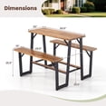 thumbnail image 3 of Gymax Outdoor Picnic Table for 4 Acacia Wood Rectangular Picnic Table w/ 2 Built-in Benches, 3 of 10
