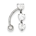 thumbnail image 1 of 10k 5mm White Gold Heart Belly Button Rings Screw Navel Bars Body Piercing Naval, 1 of 6