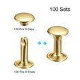thumbnail image 3 of Unique Bargains 100 Sets Leather Rivets 8mm Double Cap Rivets 12mm Height Metal Studs Rivet, Gold Tone, 3 of 5
