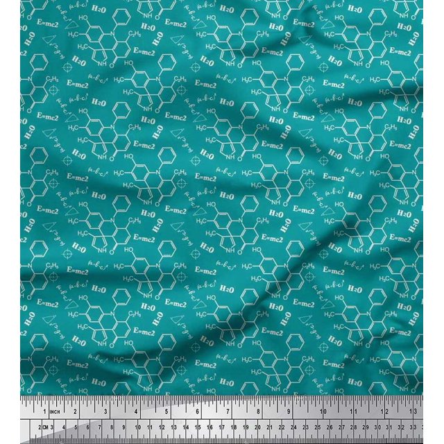 Soimoi Polyester Crepe Fabric Chemical Formula Education Theme Print Fabric by Yard 52 Inch Wide