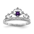 thumbnail image 1 of Bague en Argent Sterling 925 Rhodié Plaqué Diamant et Améthyste, 1 of 2