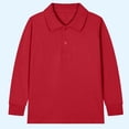 thumbnail image 2 of zbxnLI Girls Boys School Uniform Long Sleeve Golf Shirts Button Closure Collared Tops 2-15 Years, 2 of 3